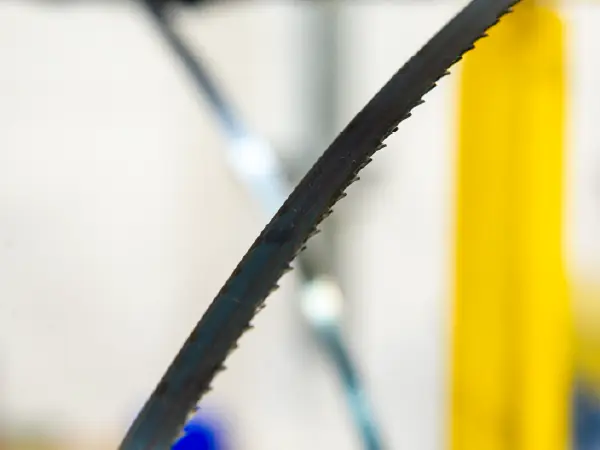 Close-up of Starrett bandsaw blade teeth