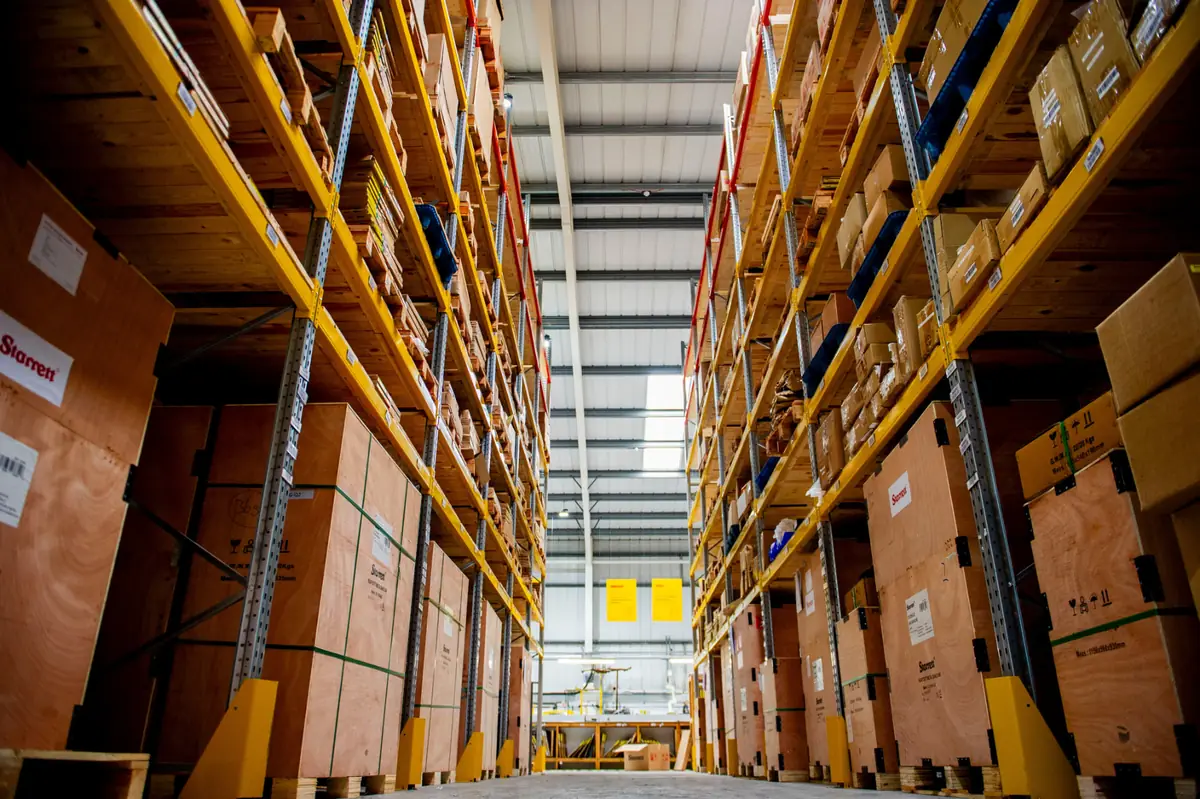 Starrett blade and machine stock held in the Nottingham warehouse racking